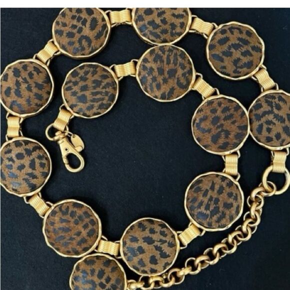 Vintage Express Gold and Brown Leopard Belt